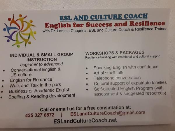 ESL and Culture Coach: English For Success and Happiness