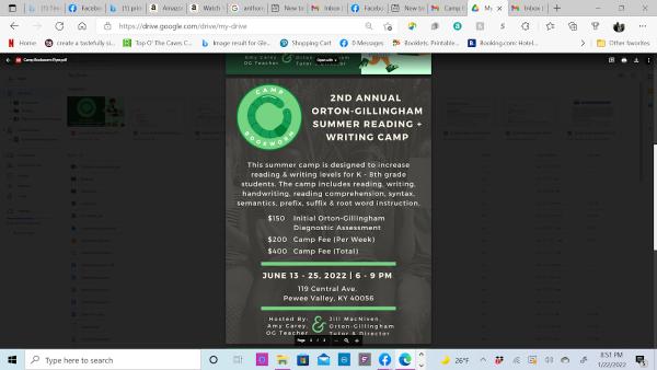Camp Bookworm Aka Orton Gillingham Summer Reading Camp