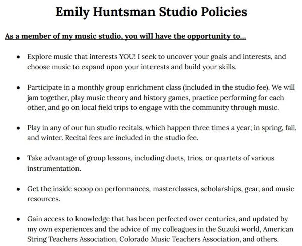 Emily Huntsman Violin Studio