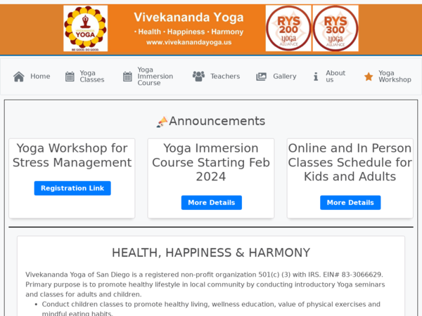 Vivekananda Yoga (Kids and Adults Classes)