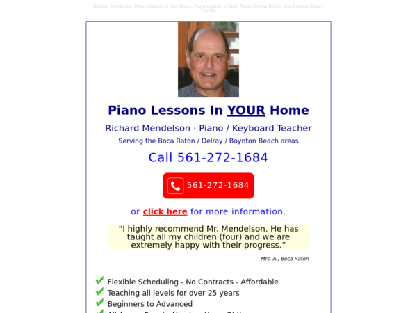 Piano Lessons In Your Home